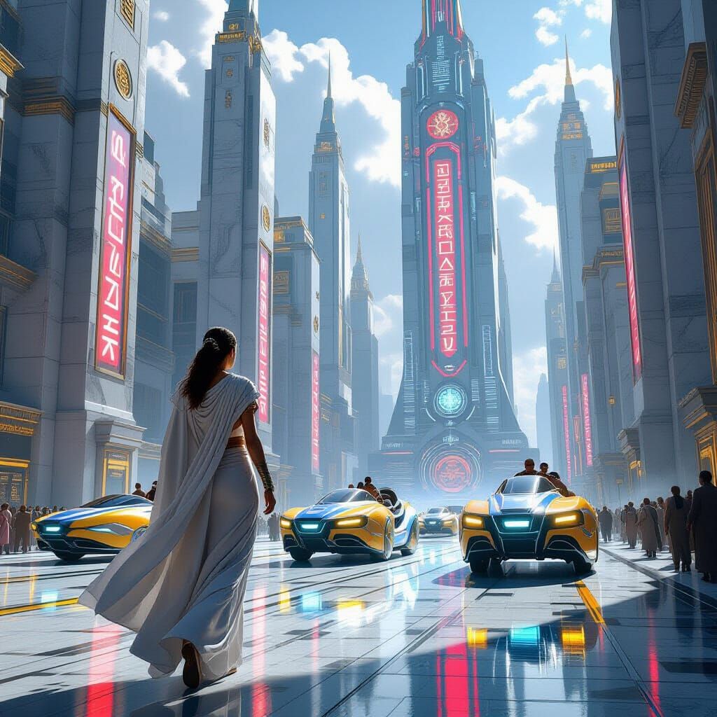 Futuristic Roman Cityscape Inspired by Syd Mead