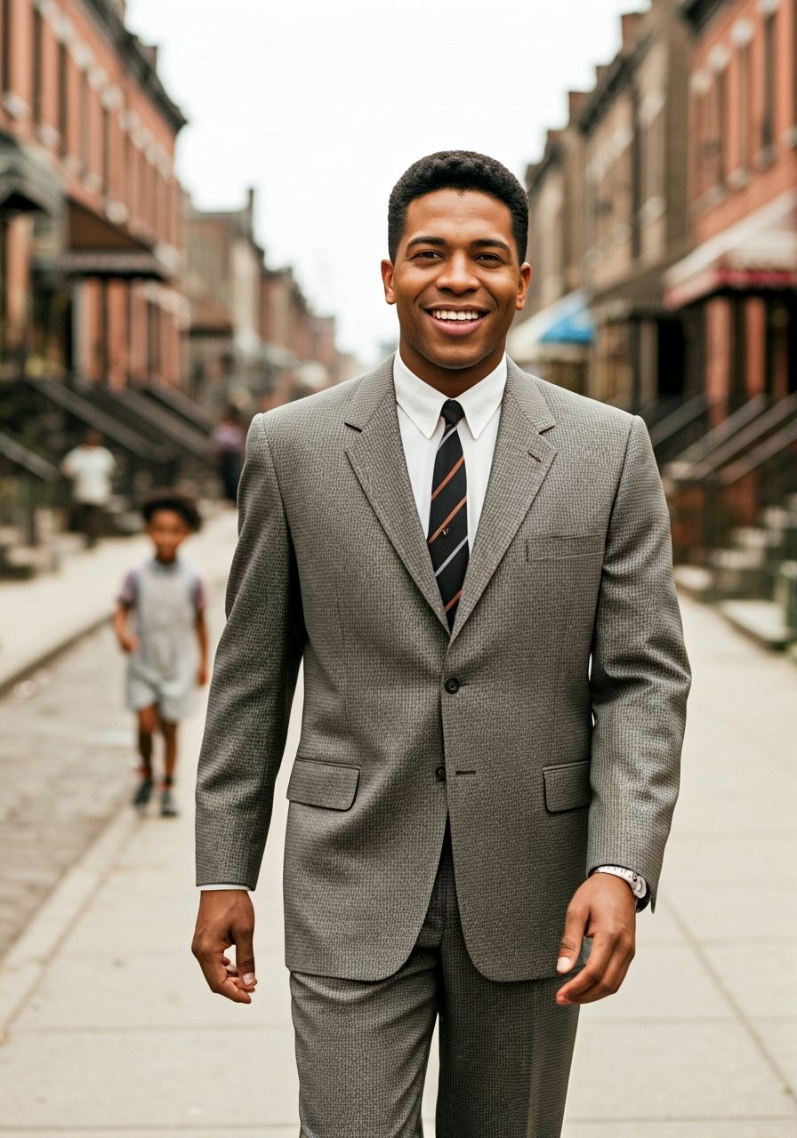 Stylish Man in 1950s African-American Neighborhood