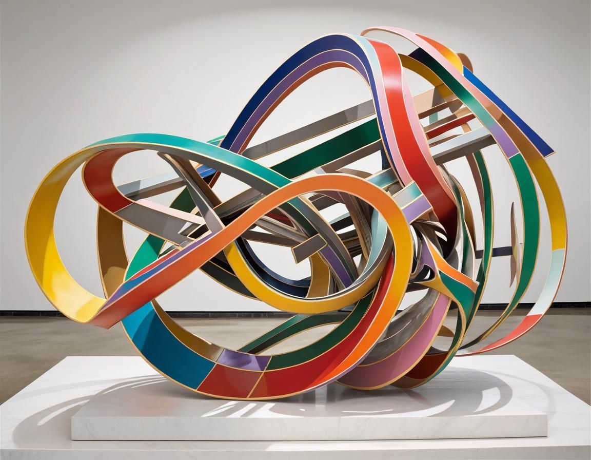 Abstract Geometric Sculpture in Frank Stella Style