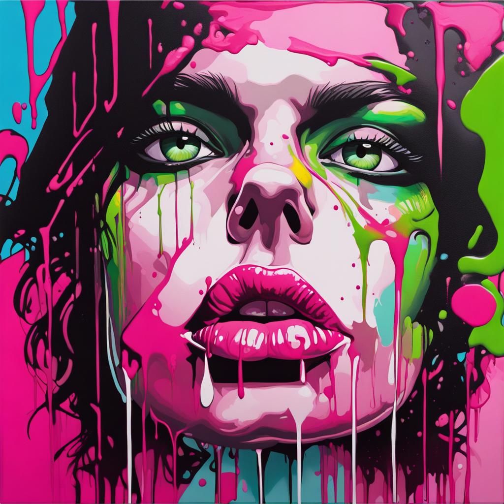 Pop Art Portrait with Graffiti and Splash Effects