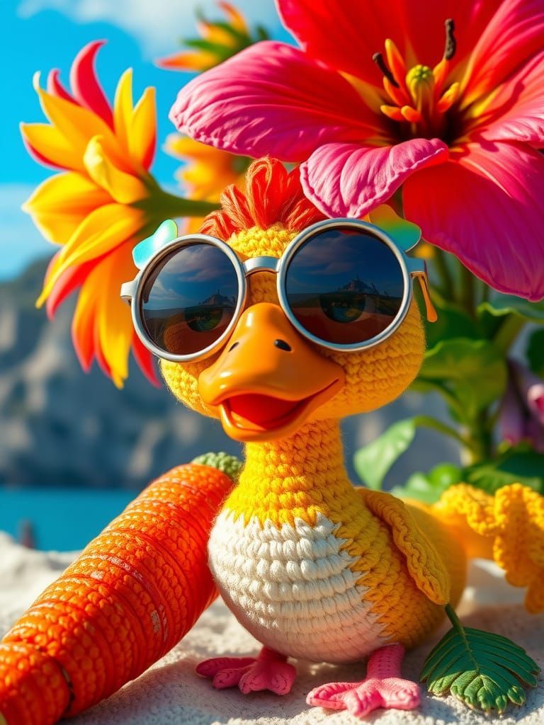 Carrot's Beach Holiday: A Klimt-Inspired Crochet Fantasy