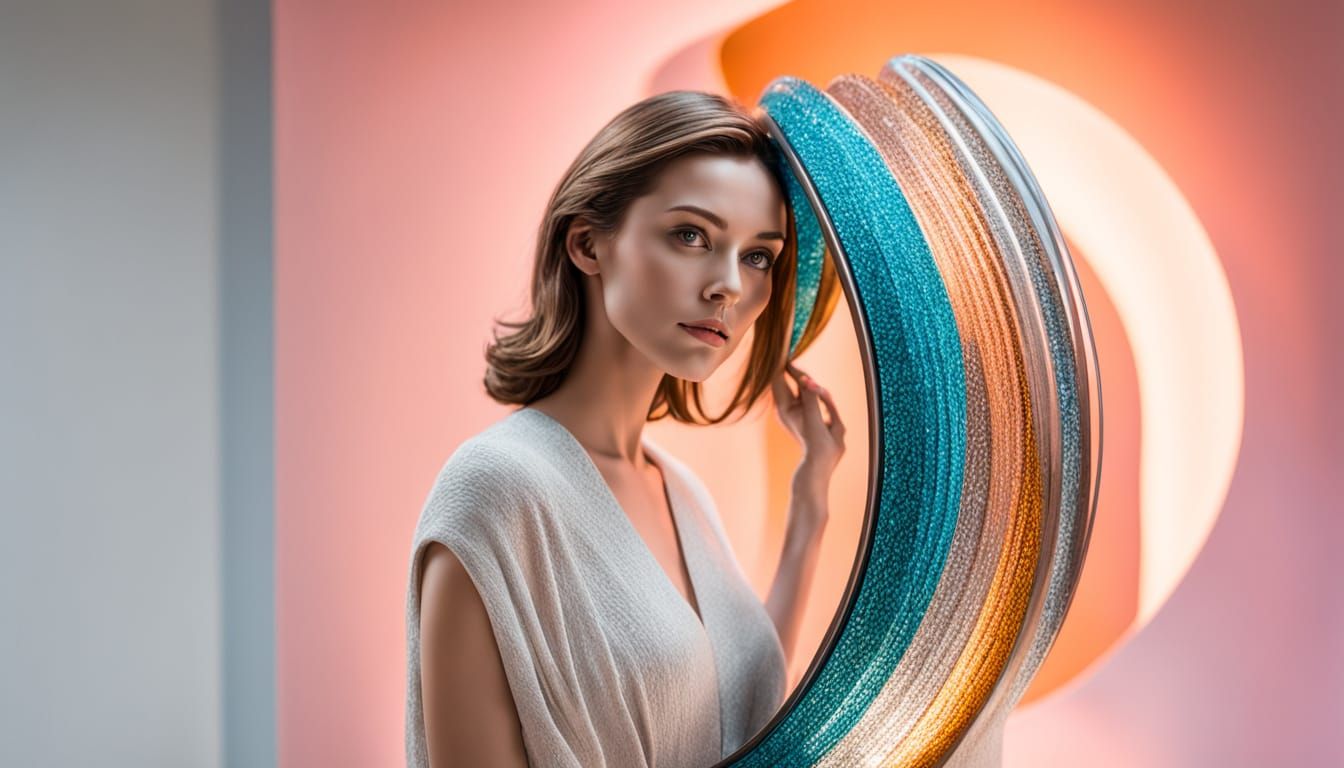 A Modern Masterpiece: Woman and Abstract Sculpture in Soft F...