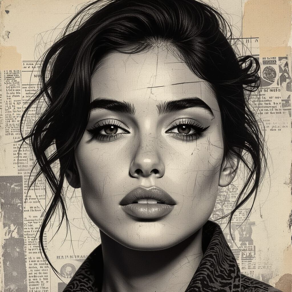 Expressive Mixed Media Portrait with Urban Graffiti Style