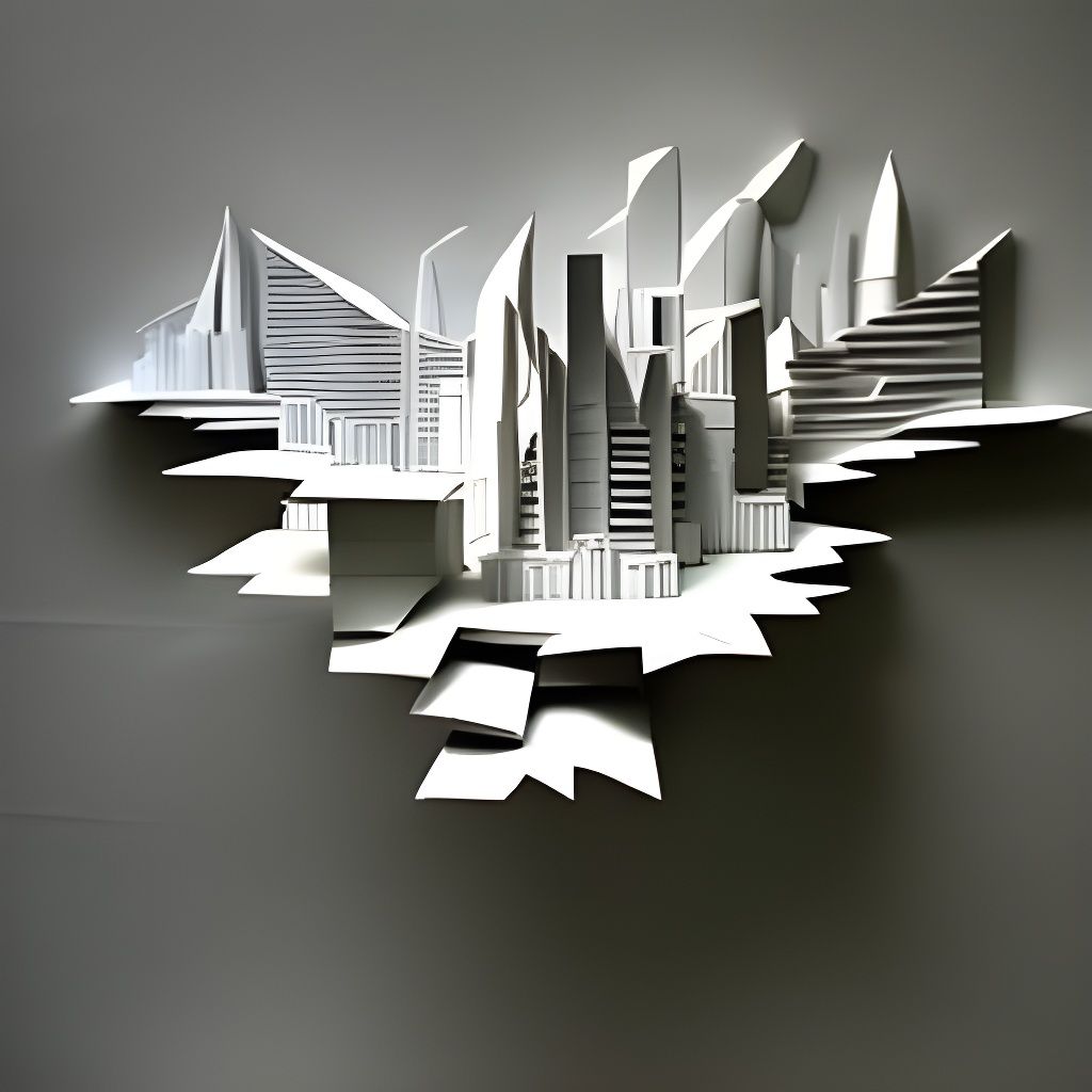 Abstract White Paper City Skyline Sculpture