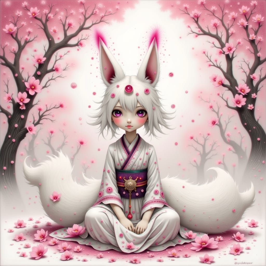 Kitsune Deity in Dreamy Fantasy Style