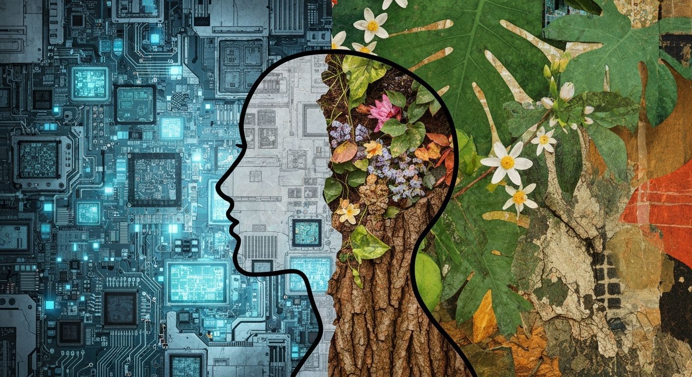 Technology and Nature Coexistence in Mixed Media Art