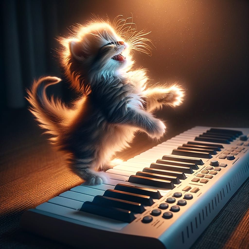 Dancing Cat Creates Melody on Keyboard