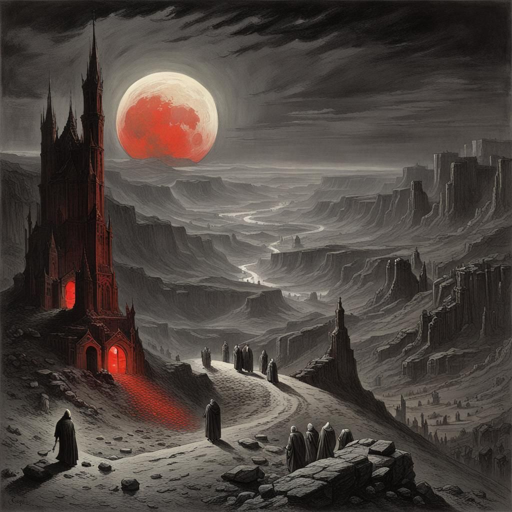 Horror Valley of the Dead Under Red Moon