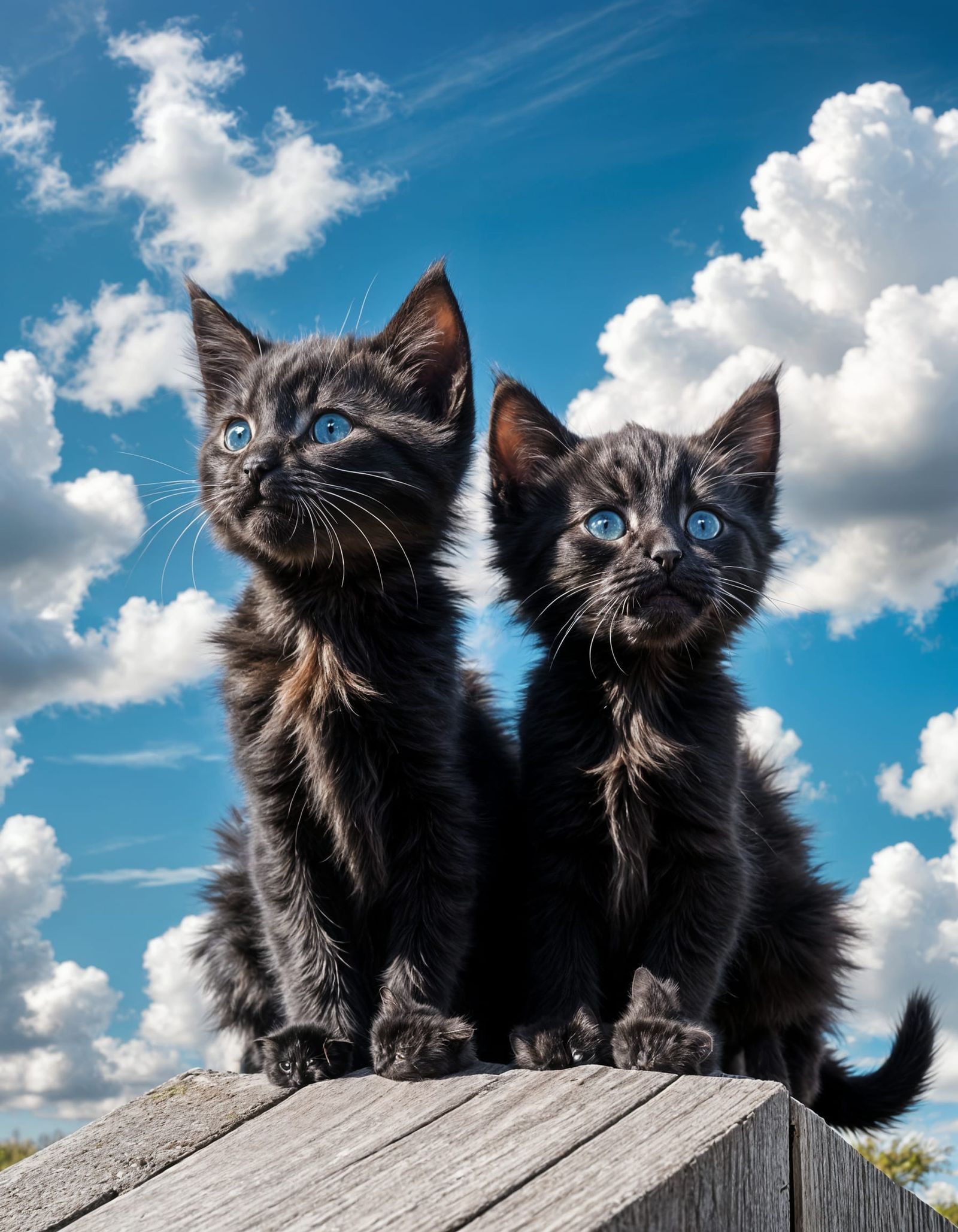 Kittens Play on a Windy Day