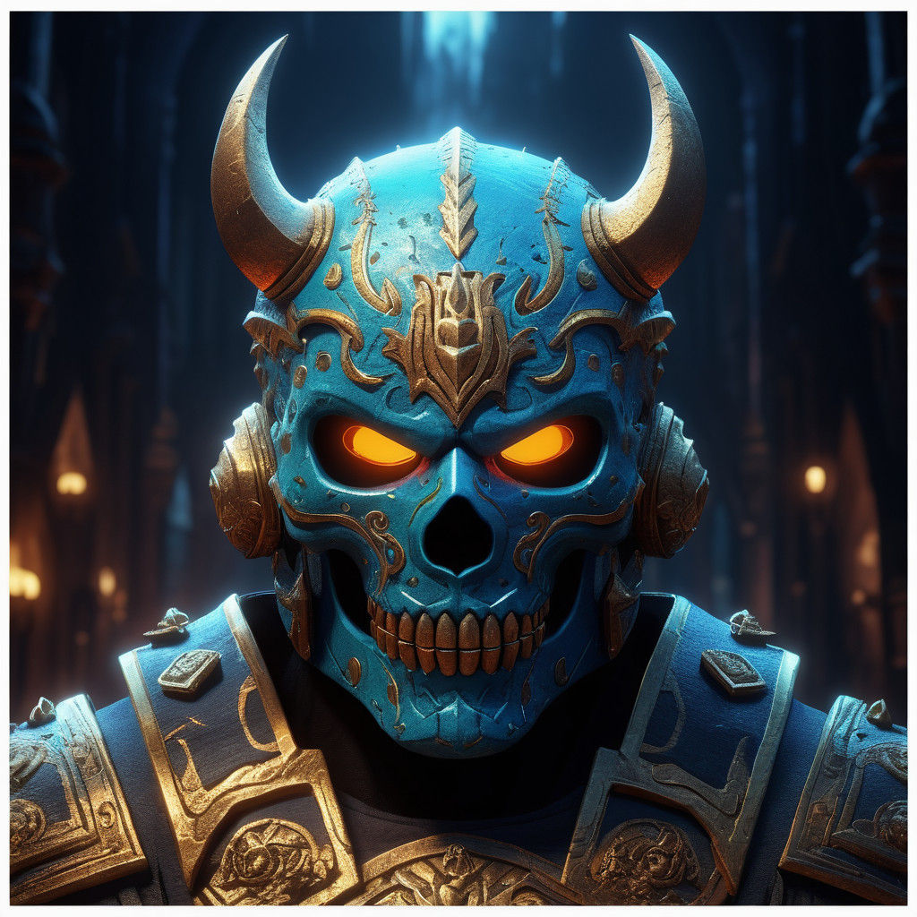 Angular Luchador Skull in Vibrant Digital Painting