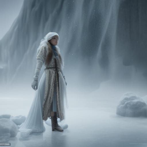 Epic Ice Girl: Detailed Digital Matte Painting