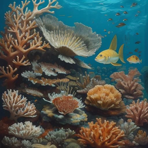 Mousefish Nibbling on Cheese Corals: Ocean Creature Art