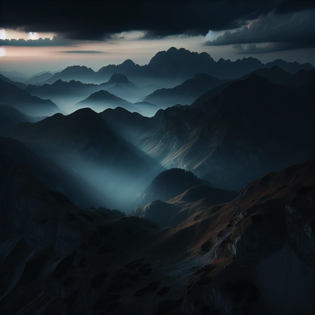 Eerie Dusk Mountain Landscape