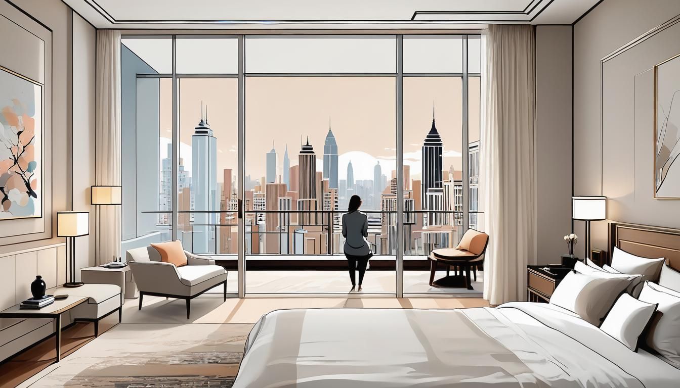 Japandi Art: Solitude in Luxury Hotel Room