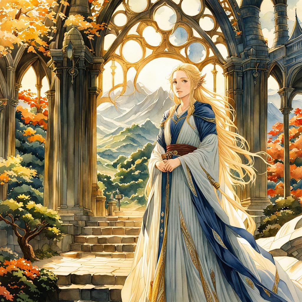 Eowyn in Rivendell as Watercolor Painting