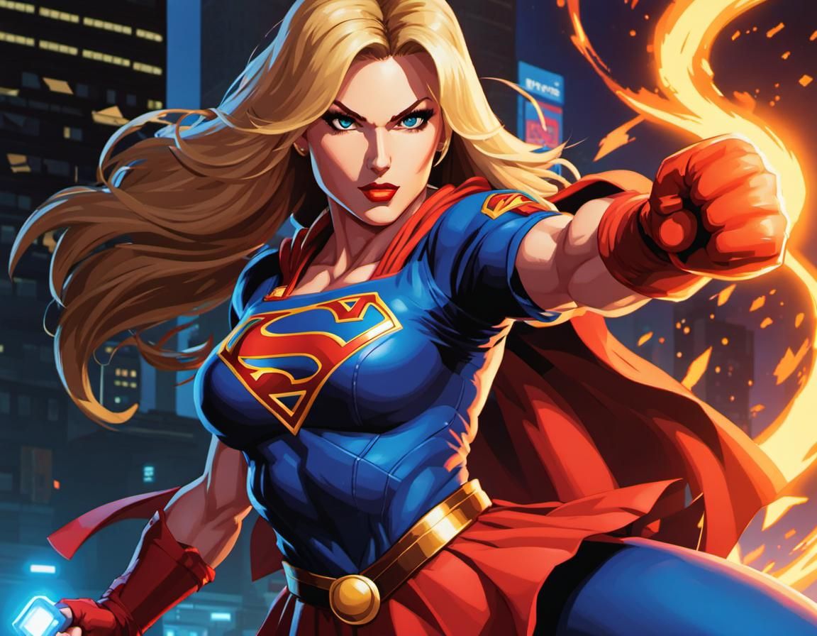 Supergirl as Street Fighter Character in Pixel Art
