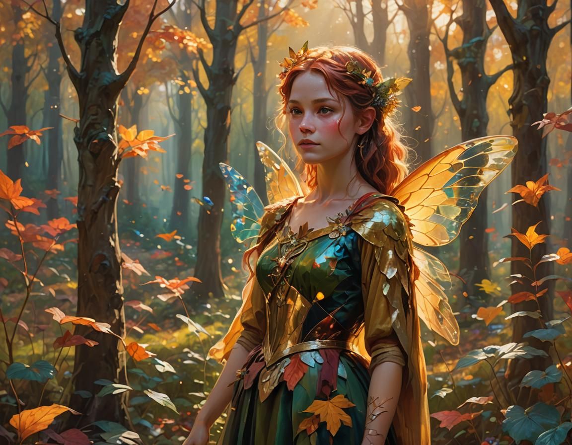 Fairy in Magic Glade: Oil Painting Style