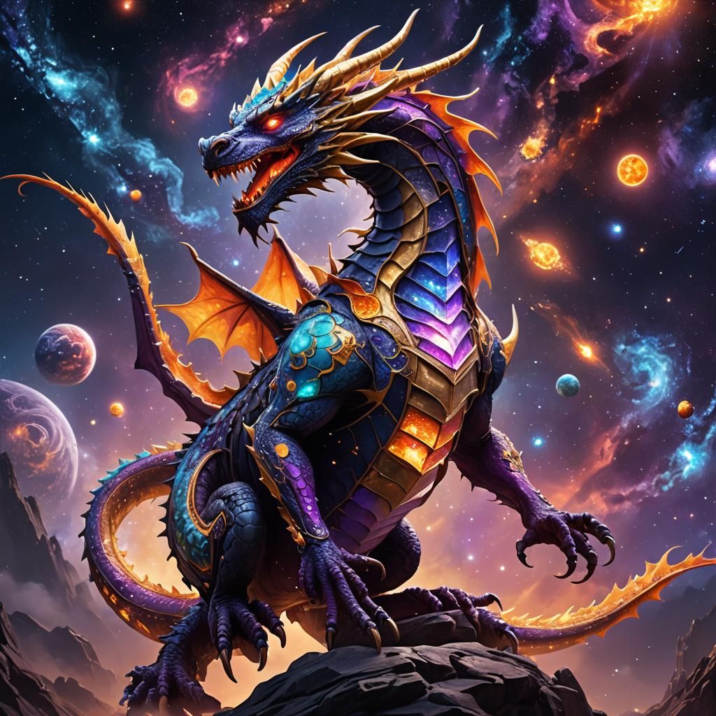 Celestial Dragon of Stars and Galaxies in Fantasy Art