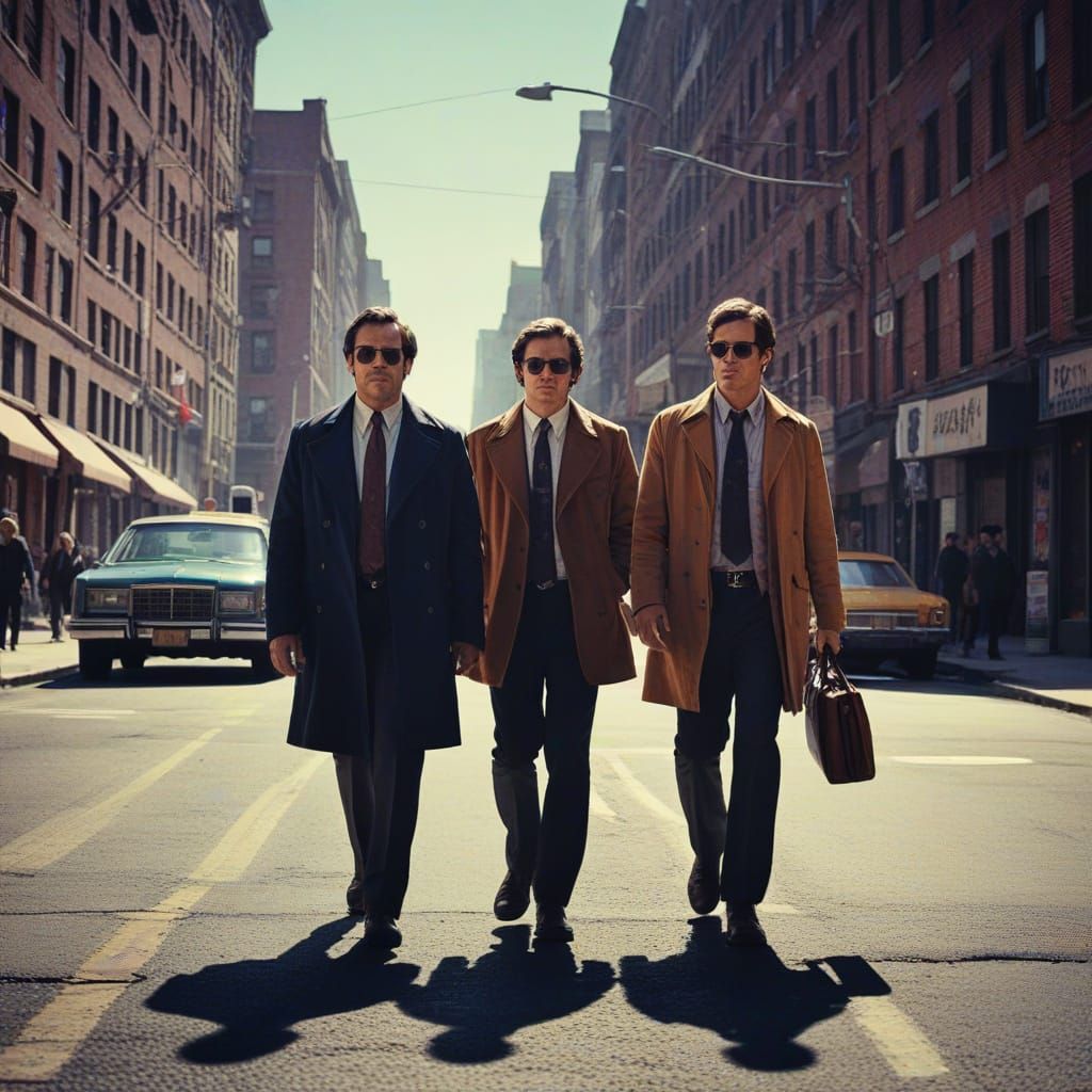 Detective Duo on Gritty 70s City Street