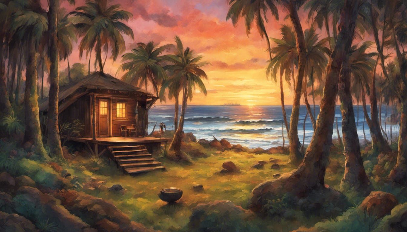 Warm Cabin at Easter Island Sunset