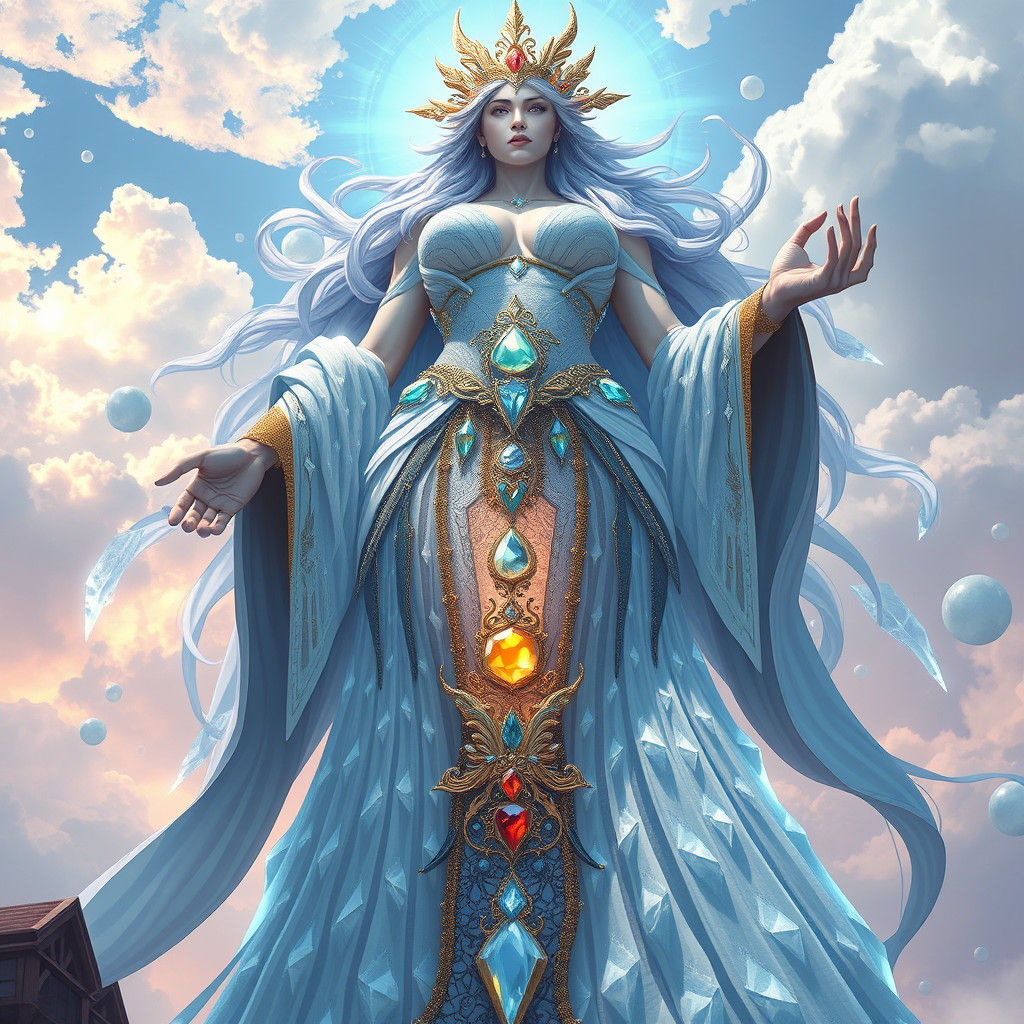 Elemental Goddess in Diamond Dress, Digital Painting