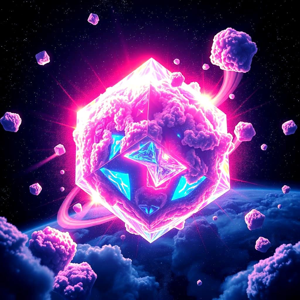 Celestial Dance of Vibrant Cubes