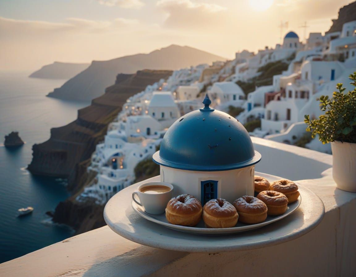 Tranquil Café on Santorini's Cliffside