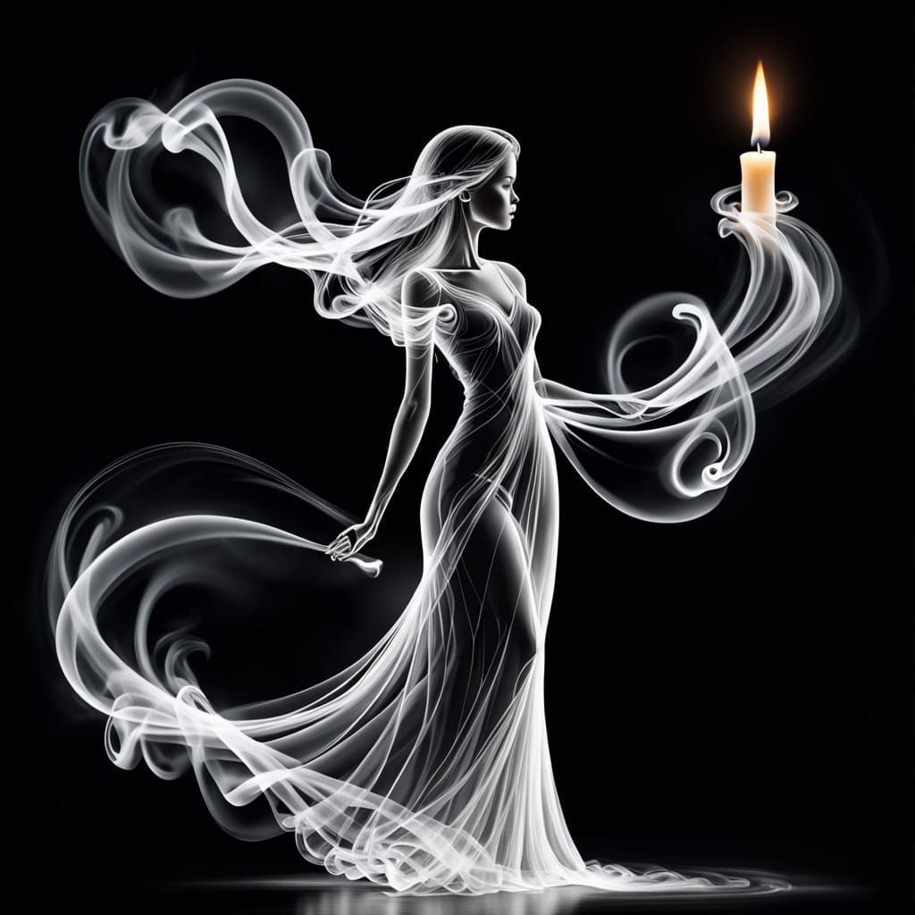 Ethereal Candle Siren in Smoke Art