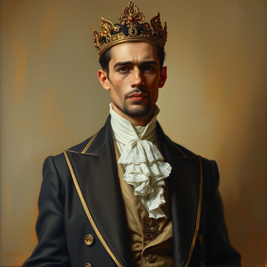 Regal Figure in Elegant Attire, Wyeth-Inspired Realism