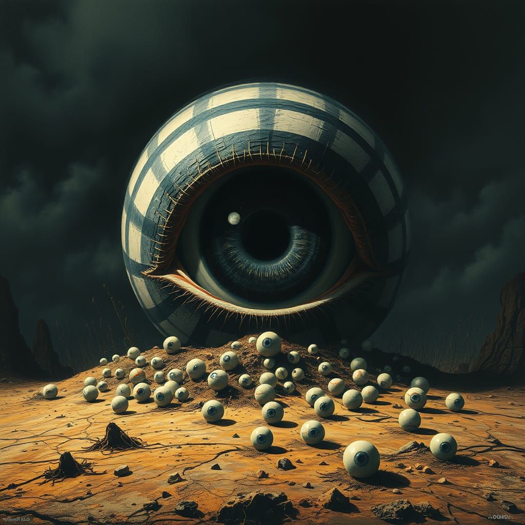 Gigantic Eye Emerges: Biomechanical Surrealism