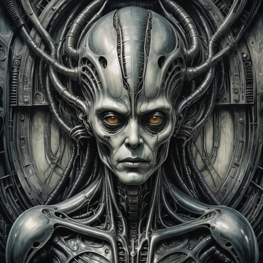 Surreal Alien Portrait in Giger's Eerie Style