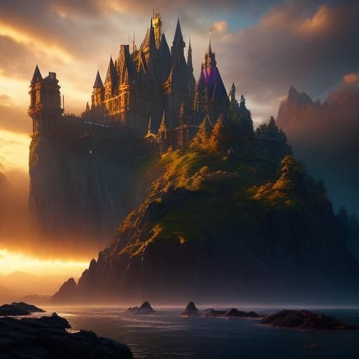 Elf Archer with Dragon in Golden Light