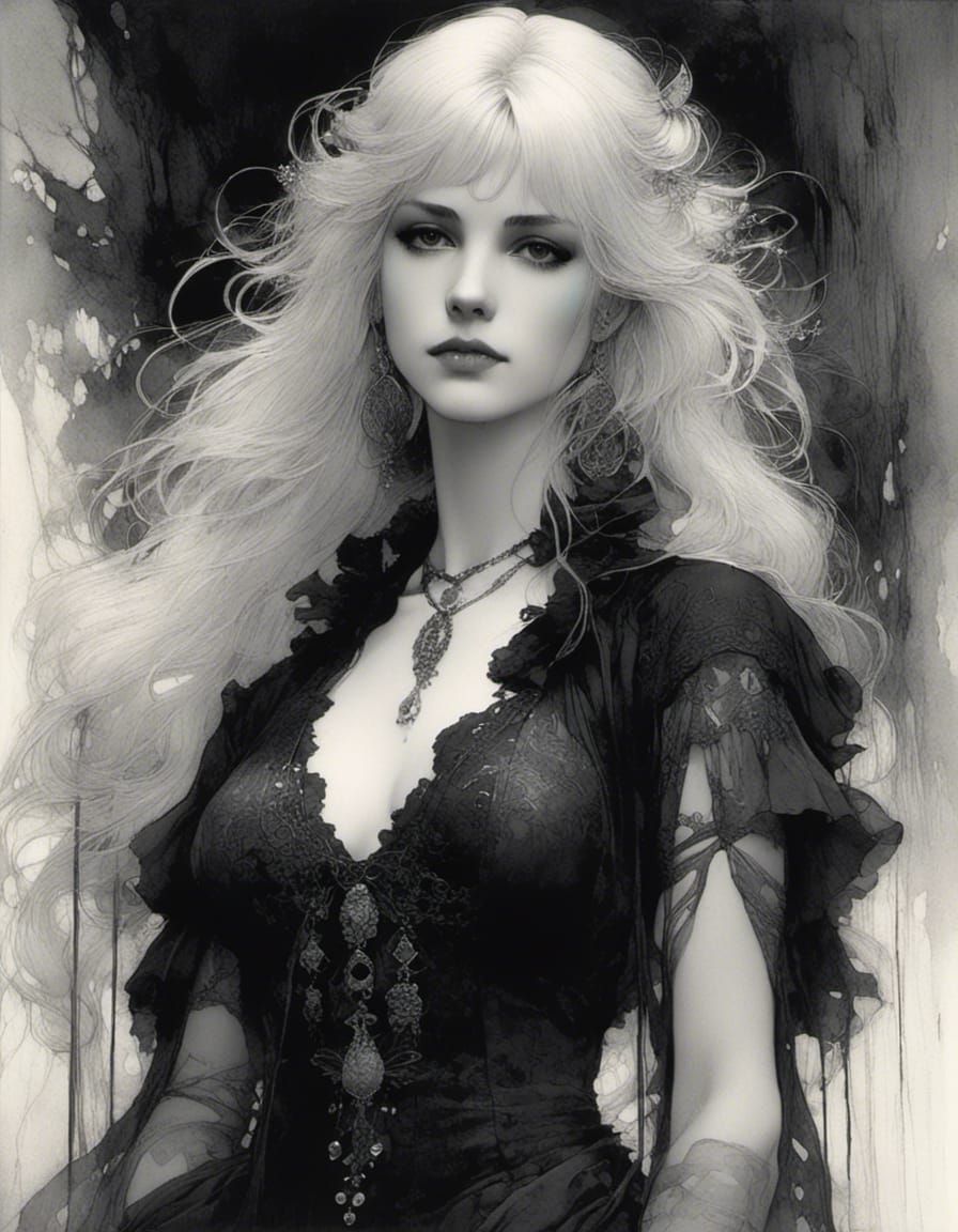 Emotional Woman with Tears: Ink Blotted Portrait