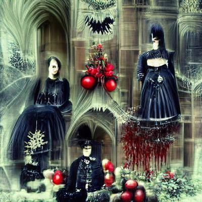 Gothic Christmas Scene with Elegant Dark Style