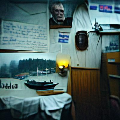 Nighttime Ship Cabin Meeting with Candles