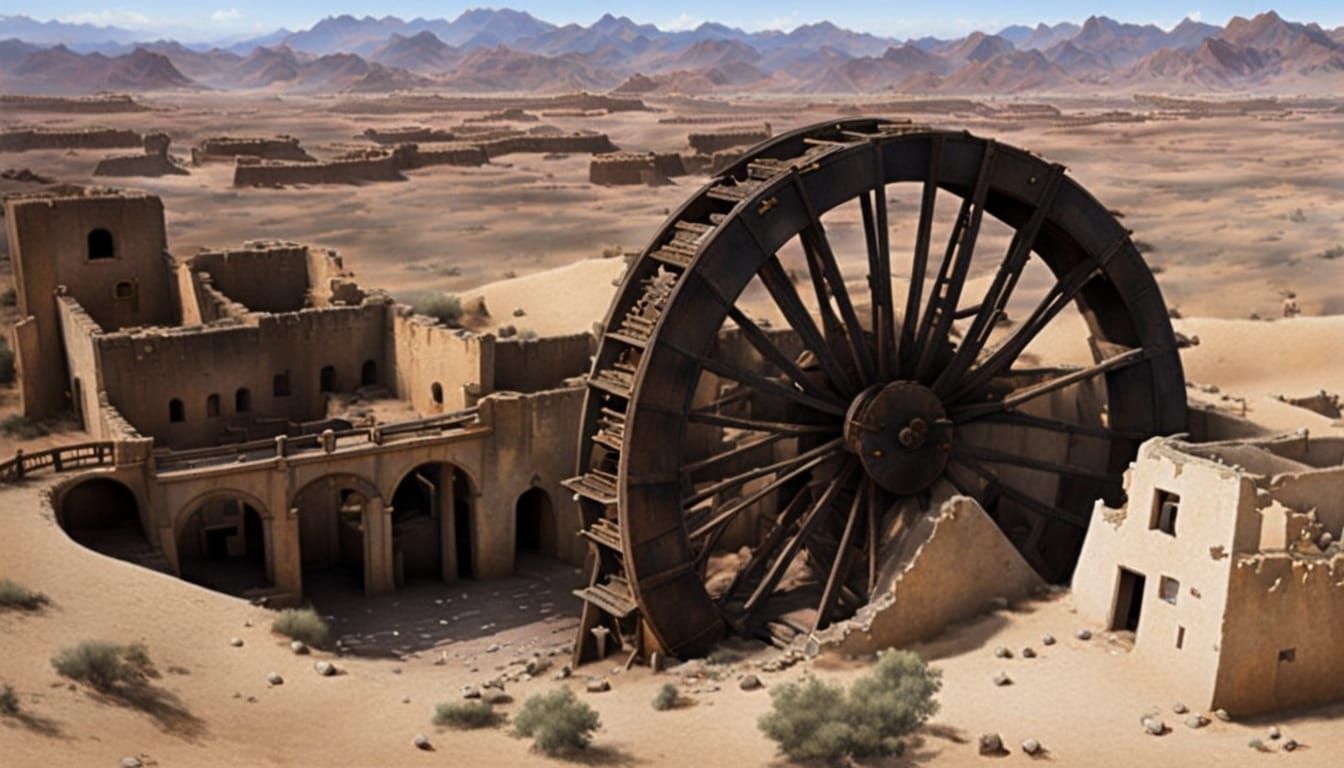 Abandoned City Ruins Under Endless Desert Sky