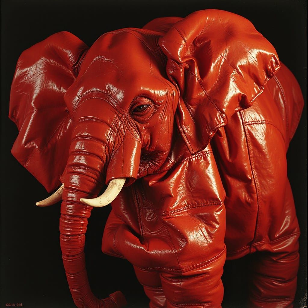 Eerie Elephant Portrait in Photogravure Style