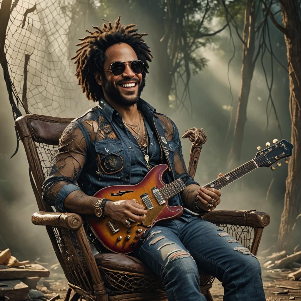 Lenny Kravitz Portrait in Detailed Fantasy Art Style