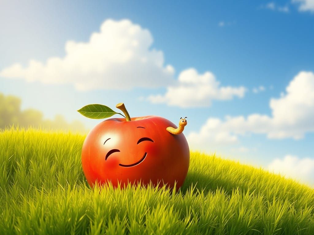 Whimsical Apple in Summer Serenity