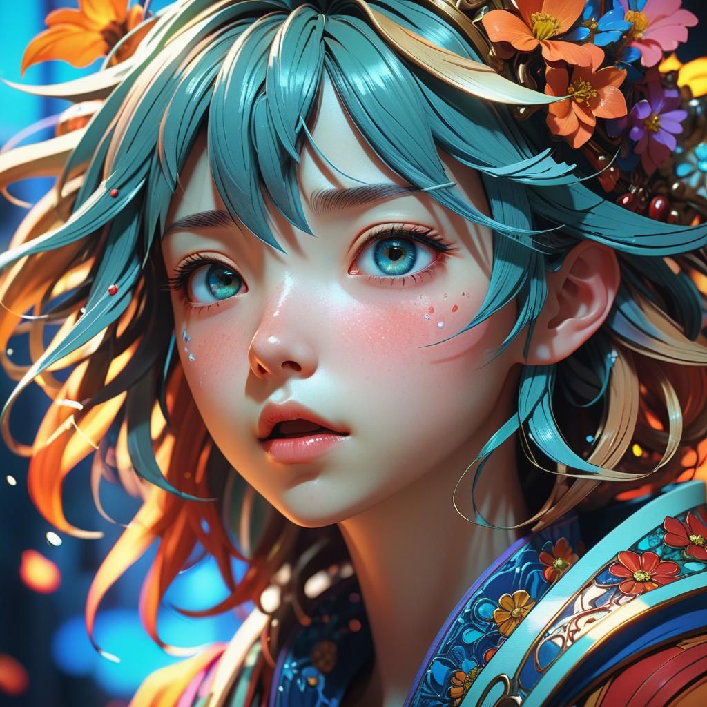 Anime Sneeze: Breathtaking 3D Concept Art Portrait