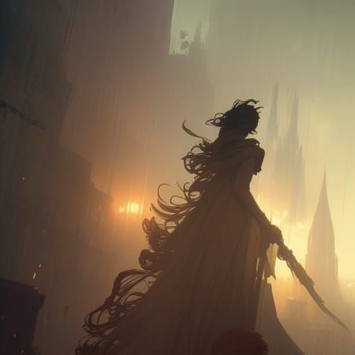 Dark Fantasy Concept Art in Art Nouveau Style