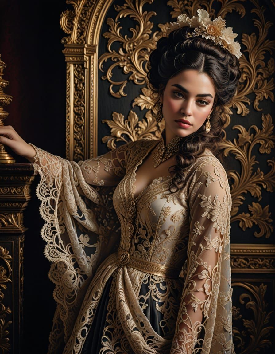 Elegant Young Woman in Baroque Portrait Photography Style