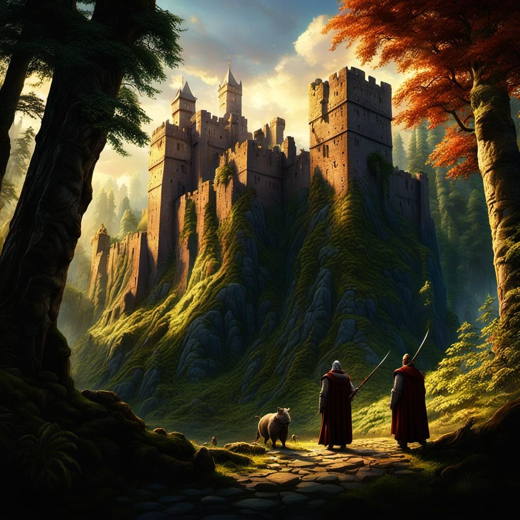 Redwall Abbey in Forest Clearing: Matte Painting