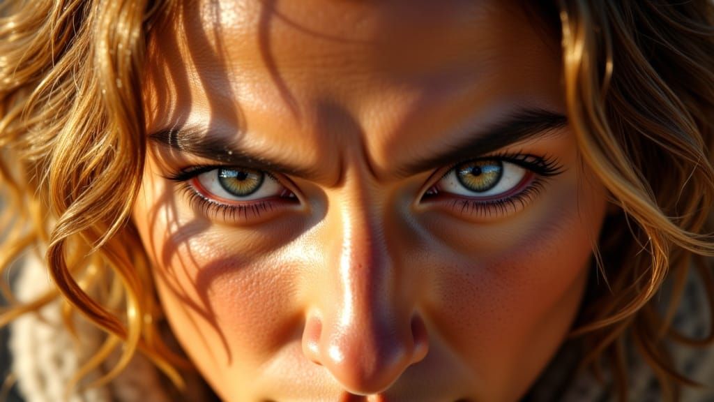 Close-Up of a Blond Woman with Soulful Gaze