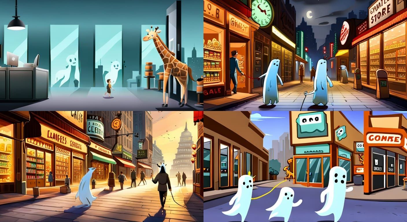 Ghost Leads Giraffe to Computer Game Store