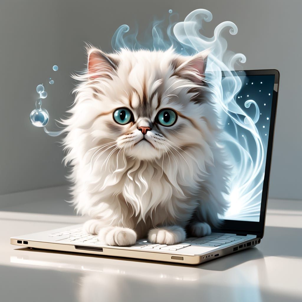 Cute Kitten Emerges From Laptop Screen