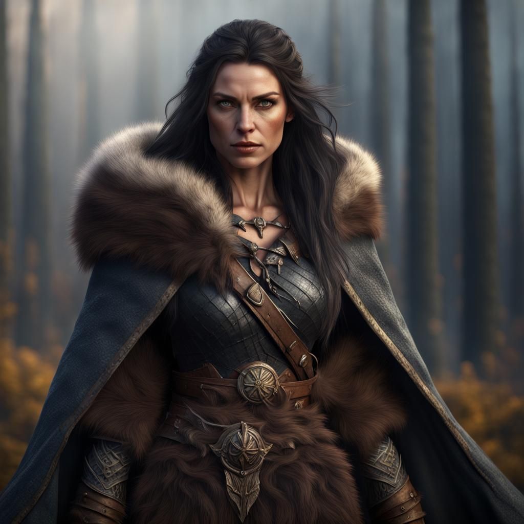 Viking Warrior Woman in Detailed Matte Painting