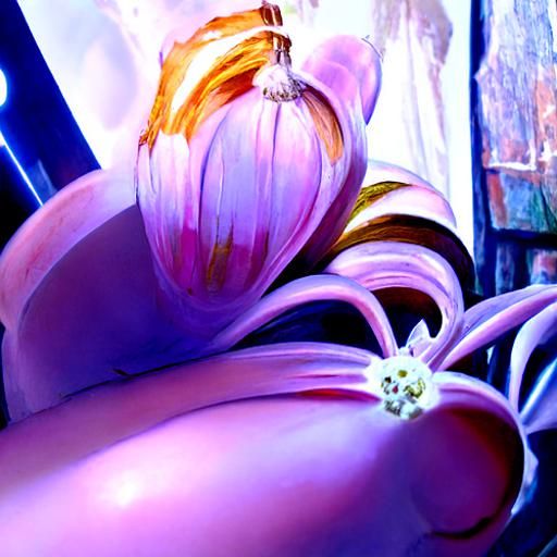 Daisy and Allium in Oil Painting Style