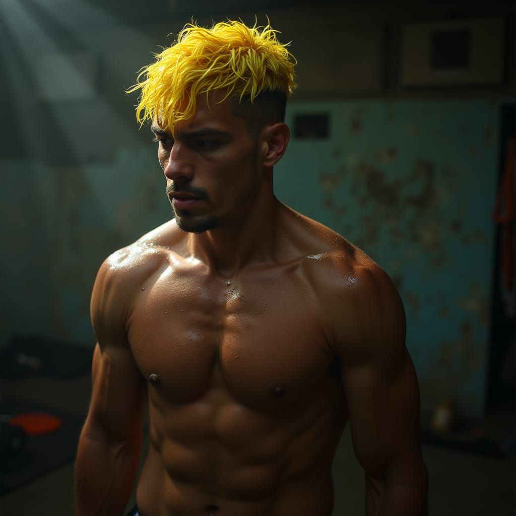 Brazilian Footballer Trains Hard With Yellow Hair