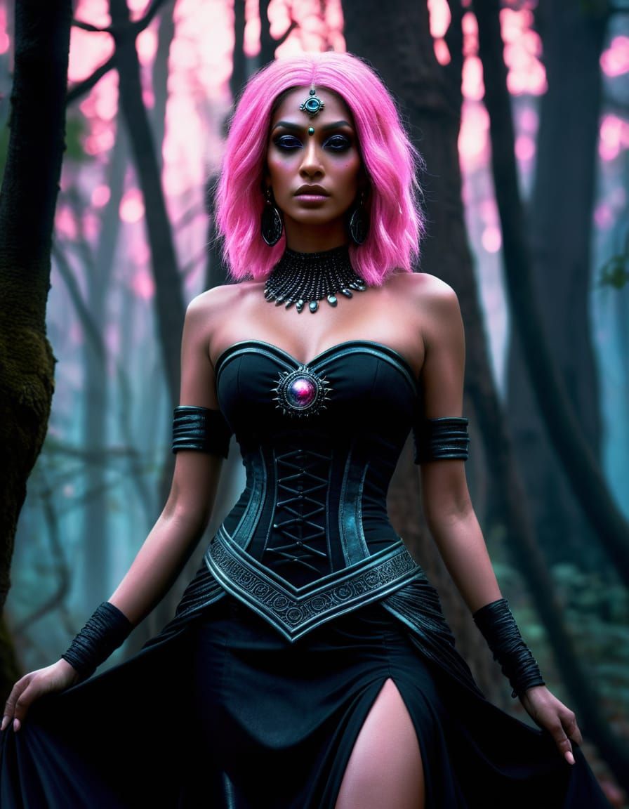 Sci-Fi Gothic Indian Woman in Dark Fantasy Art